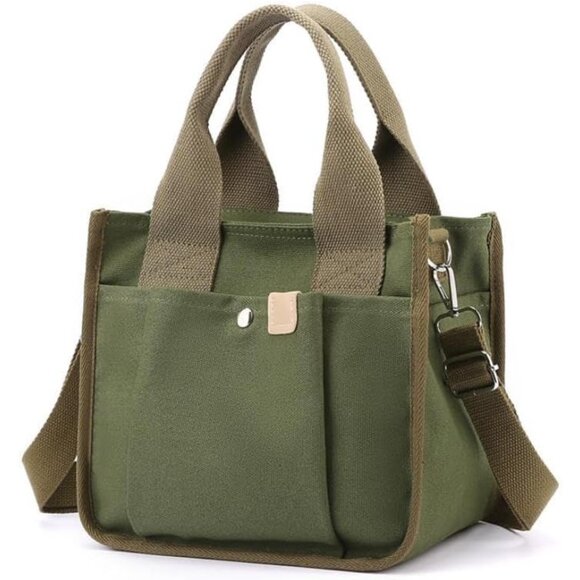 Green Canvas Tote Bag for Women Large Capacity Casual Crossbody Handbag - Picture 1 of 6